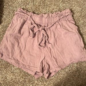 Hollister light purple linen belted shorts